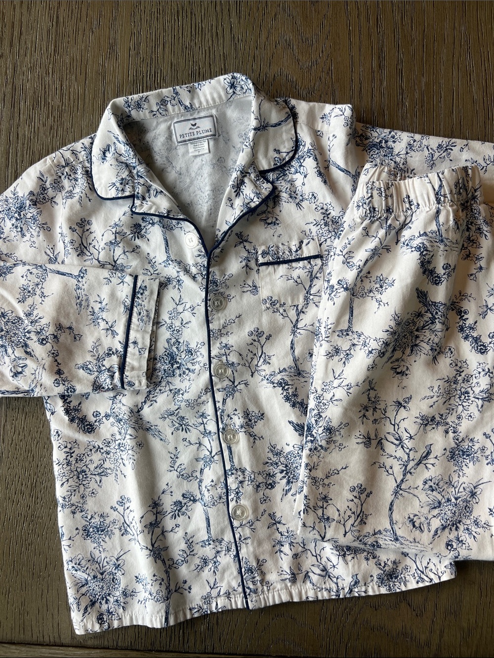 Petite Plume Girls Floral Blue-White Pajama Set
